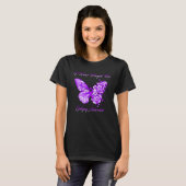 Floral Butterfly Wear Purple Ribbon Epilepsy Month Tシャツ (正面フル)