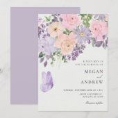 Floral butterfly wedding 招待状 (正面/裏面)