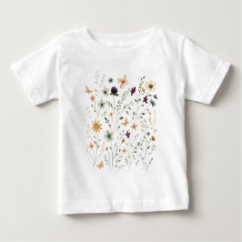Floral & Butterfly,  Whimsical Garden-Inspired  ベビーTシャツ