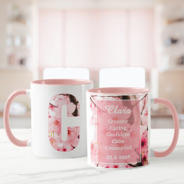 Floral C Initial Mug | Personalized Name & Traits マグカップ