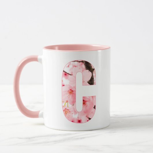 Floral C Initial Mug | Personalized Name & Traits マグカップ (左)