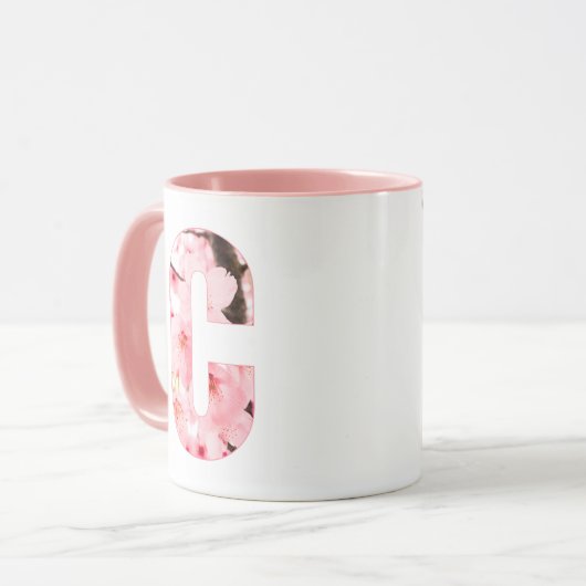 Floral C Initial Mug | Personalized Name & Traits マグカップ (正面左)