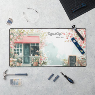 Floral Café in Spring Desk Mat デスクマット