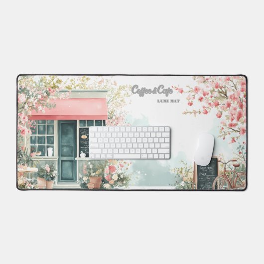 Floral Café in Spring Desk Mat デスクマット (キーボード&マウス)