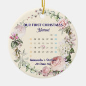 Floral Calendar Our First Christmas Married セラミックオーナメント (正面)