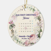 Floral Calendar Our First Christmas Married セラミックオーナメント (左)