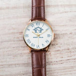 Floral Calligraphy Monogram Timeless Wedding Gift 腕時計<br><div class="desc">Vintage Floral Monogram White Background Navy Letters Elevate your style with this Vintage Floral Monogram Watch, featuring elegant navy letters on a crisp white background. This timeless timepiece blends classic charm with modern sophistication, making it a perfect personalized gift for couples, weddings, anniversaries, and special occasions. Designed with delicate floral...</div>