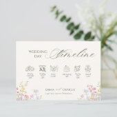 Floral Calligraphy Wedding Day Timeline エンクロージャーカード (スタンド正面)