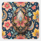 Floral Camouflage Easter Egg スクエアシール (正面)
