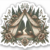 Floral Camping Tent Sticker | Die-Cut Sticker シール (正面)