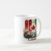 Floral Canada Day | Cute Canadian Flag コーヒーマグカップ (正面右)