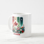 Floral Canada Day | Cute Canadian Flag コーヒーマグカップ (正面左)
