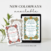 Floral Card Shower 80th Birthday Invitation 招待状