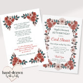 Floral Card Shower 80th Birthday Invitation 招待状