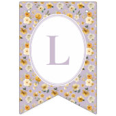 Floral Carriage Baby Shower Lavender Welcome バンティングフラッグ (第3の旗)
