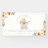 Floral Carriage Baby Shower Welcome Banner | Blush 横断幕 (横)