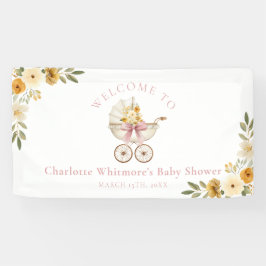 Floral Carriage Baby Shower Welcome Banner | Blush 横断幕