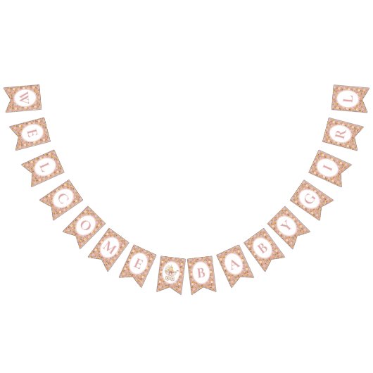 Floral Carriage Welcome Baby Girl | Blush Pink バンティングフラッグ (全)