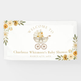 Floral Carriage Welcome Baby Shower | Neutral 横断幕