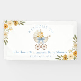 Floral Carriage Welcome Banner | Baby Blue Shower  横断幕