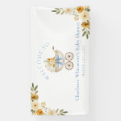 Floral Carriage Welcome Banner | Baby Blue Shower  横断幕 (縦)