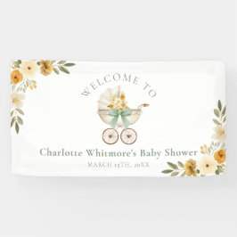Floral Carriage Welcome Banner | Sage Green 横断幕