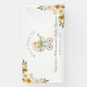 Floral Carriage Welcome Banner | Sage Green 横断幕 (縦)