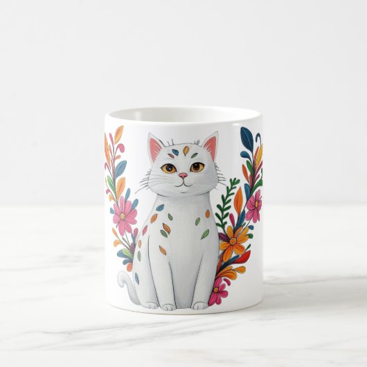 Floral Cat コーヒーマグカップ (中央)