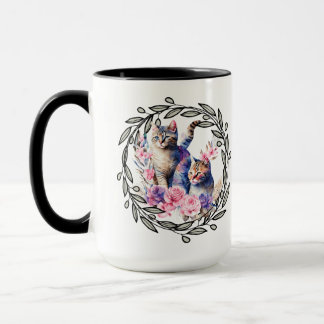 Floral Cat Cup マグカップ