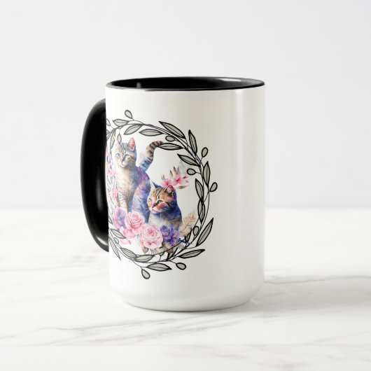 Floral Cat Cup マグカップ (正面左)