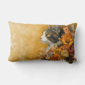 Floral Cat & Custom Quote ランバークッション (裏面)
