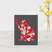 Floral Cat Heart Valentines Day Meow Kitty Kitten  カード (黄色い花)