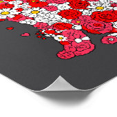 Floral Cat Heart Valentines Day Meow Kitty Kitten  ポスター (角)