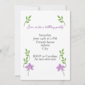 Floral Cat Kids Birthday Party 招待状 (裏面)