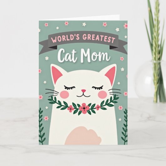 Floral Cat Mothers Day Card カード (正面)