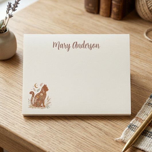 Floral Cat Stationery Celestial Botanical Pet Gift ポストイット