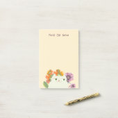 Floral Cat Sticky Notes Cute Kawaii Flower ポストイット (デスク上)