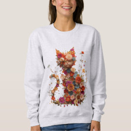 Floral Cat Sweatshirt | Cozy Aesthetic Cat Lover  スウェットシャツ