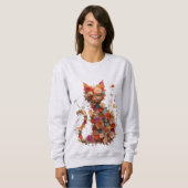 Floral Cat Sweatshirt | Cozy Aesthetic Cat Lover  スウェットシャツ (正面フル)