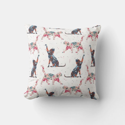 Floral Cats クッション (正面)