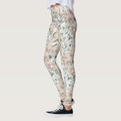 Floral Cats Elegant Aesthetic Pattern レギンス (左)