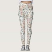 Floral Cats Elegant Aesthetic Pattern レギンス (正面)
