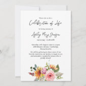 Floral Celebration of Life Photo Funeral 招待状 (裏面)