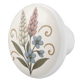 Floral Ceramic Door Handle pink blue セラミックノブ (右)