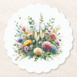 Floral Champagne Garden Coasters ペーパーコースター
