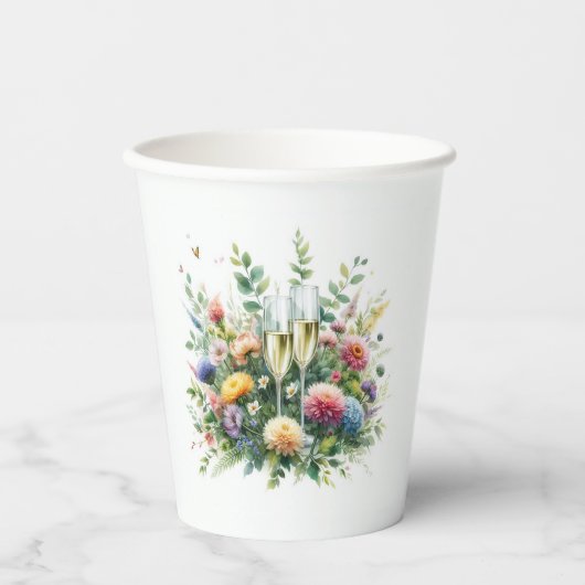 Floral Champagne Garden Cups 紙コップ (正面)