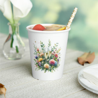 Floral Champagne Garden Cups 紙コップ