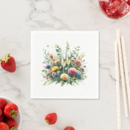 Floral Champagne Garden Napkins スタンダードカクテルナプキン