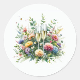 Floral Champagne Garden Stickers ラウンドシール