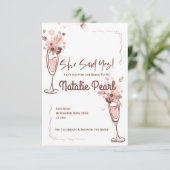 Floral Champagne She Said Yes Bridal Shower Invite (スタンド正面)